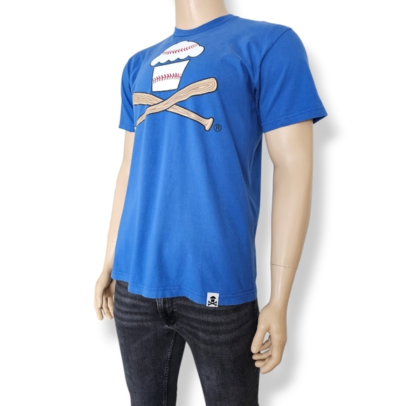 Johnny Cupcakes Vintage Blue Baseball Print Graphic Tee Size Large - Picture 5 of 8